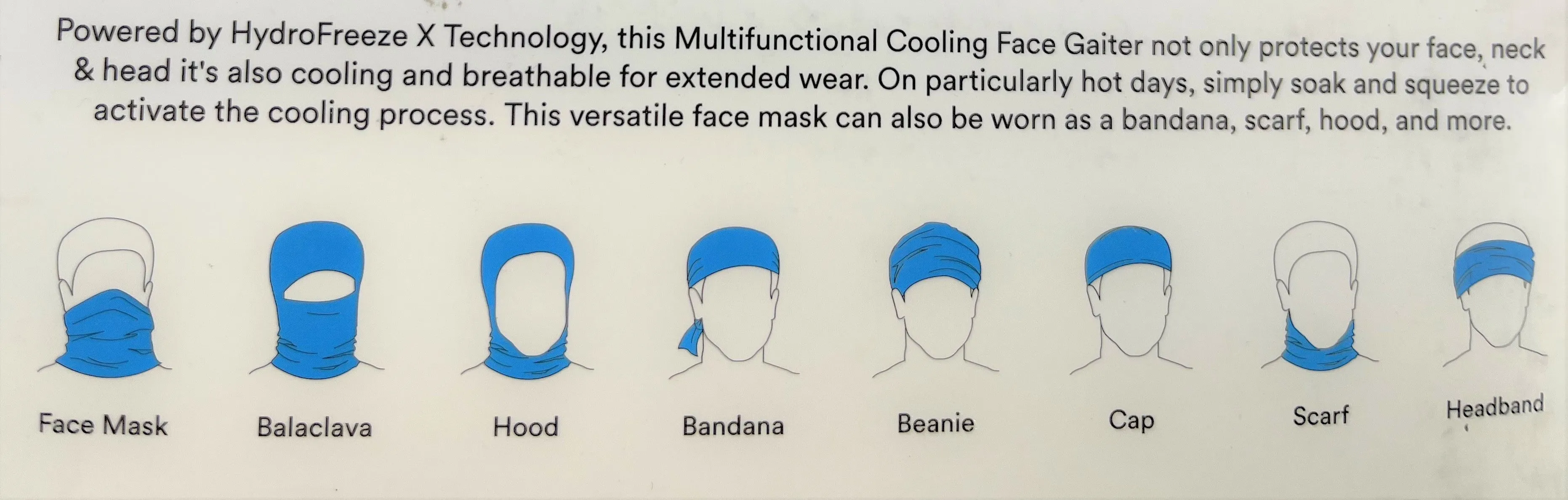 2-Pack Head Cooling Gaiters UPF 50  Moisture Wicking Headband, Scarf, Balaclava