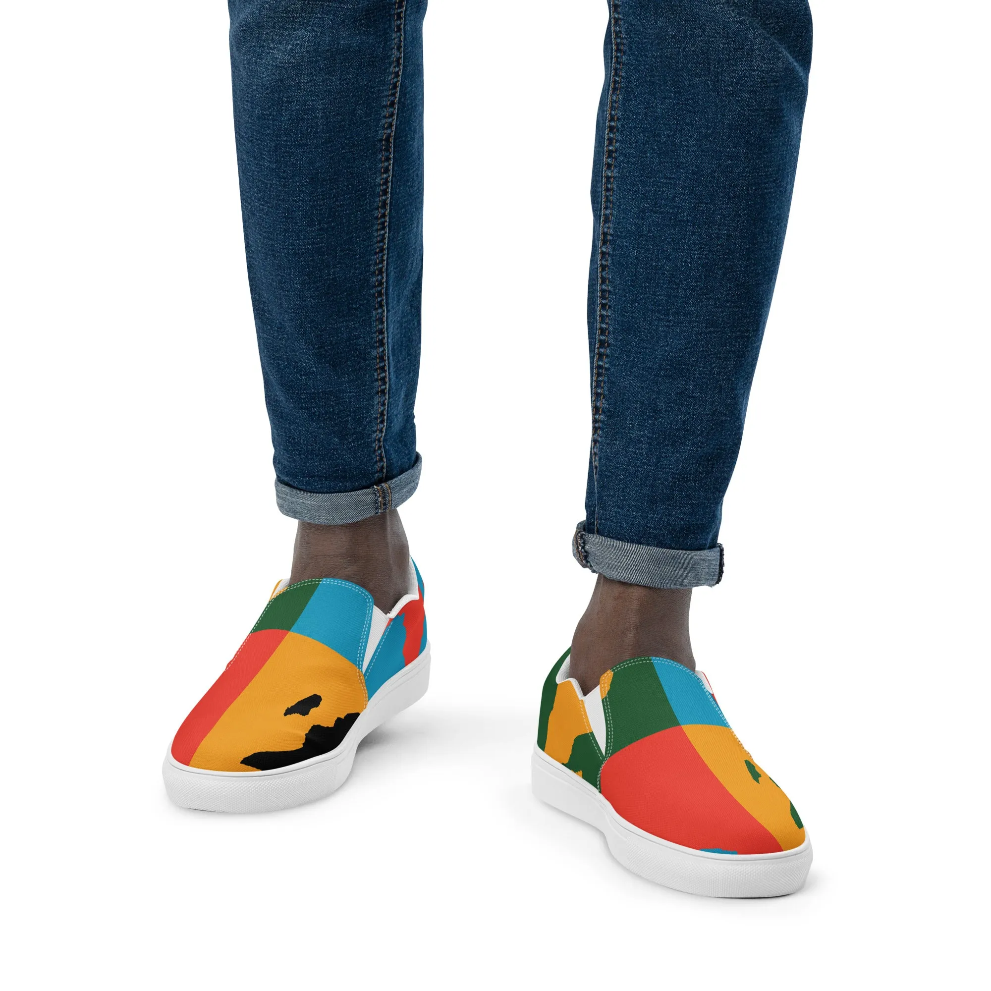 AFRICA WARHOL Men’s Slip-On Canvas Shoes (Bright)