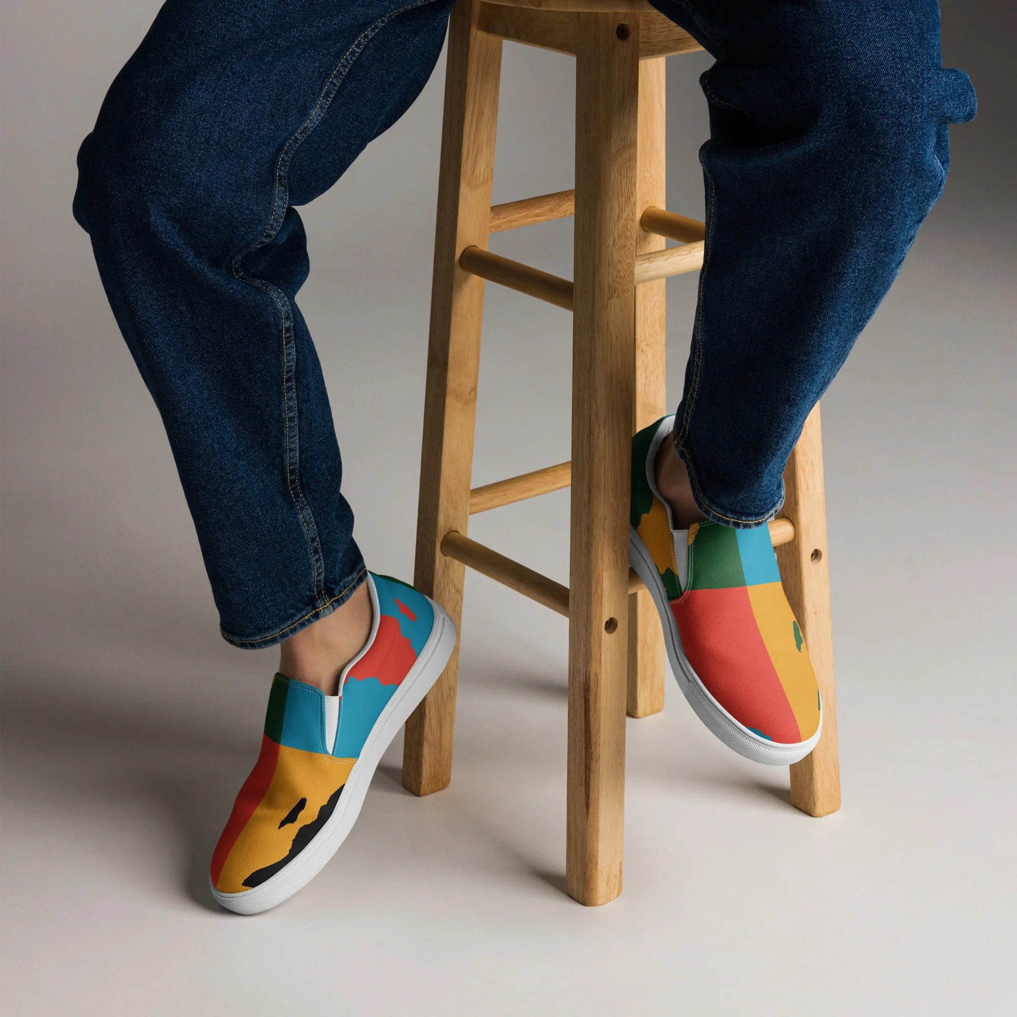 AFRICA WARHOL Men’s Slip-On Canvas Shoes (Bright)