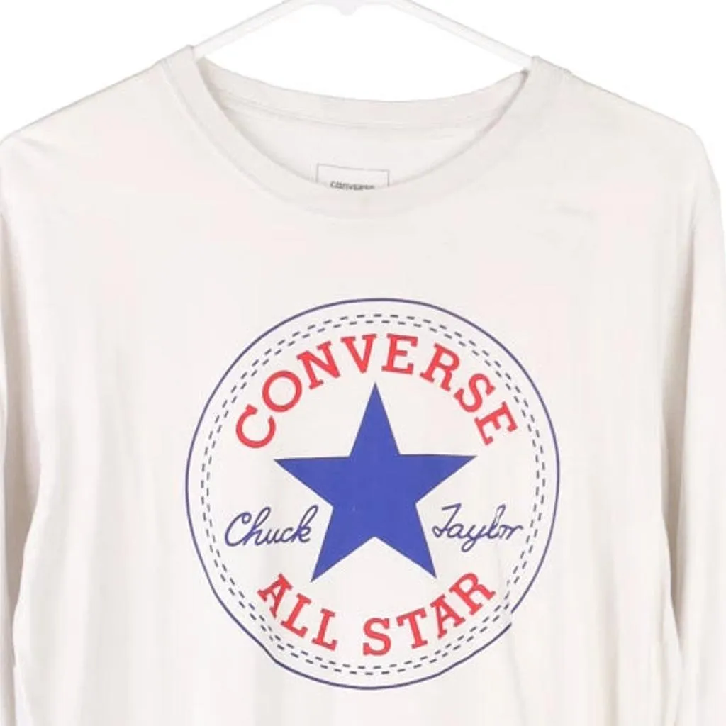 Age 13-15 Converse Spellout Long Sleeve T-Shirt - XL White Cotton