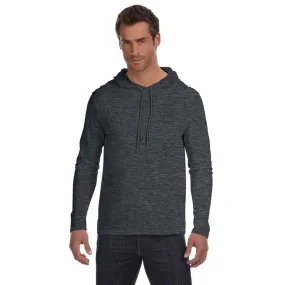 Anvil Men's Heather Dark Grey Lightweight Long-Sleeve Hooded T-Shirt
