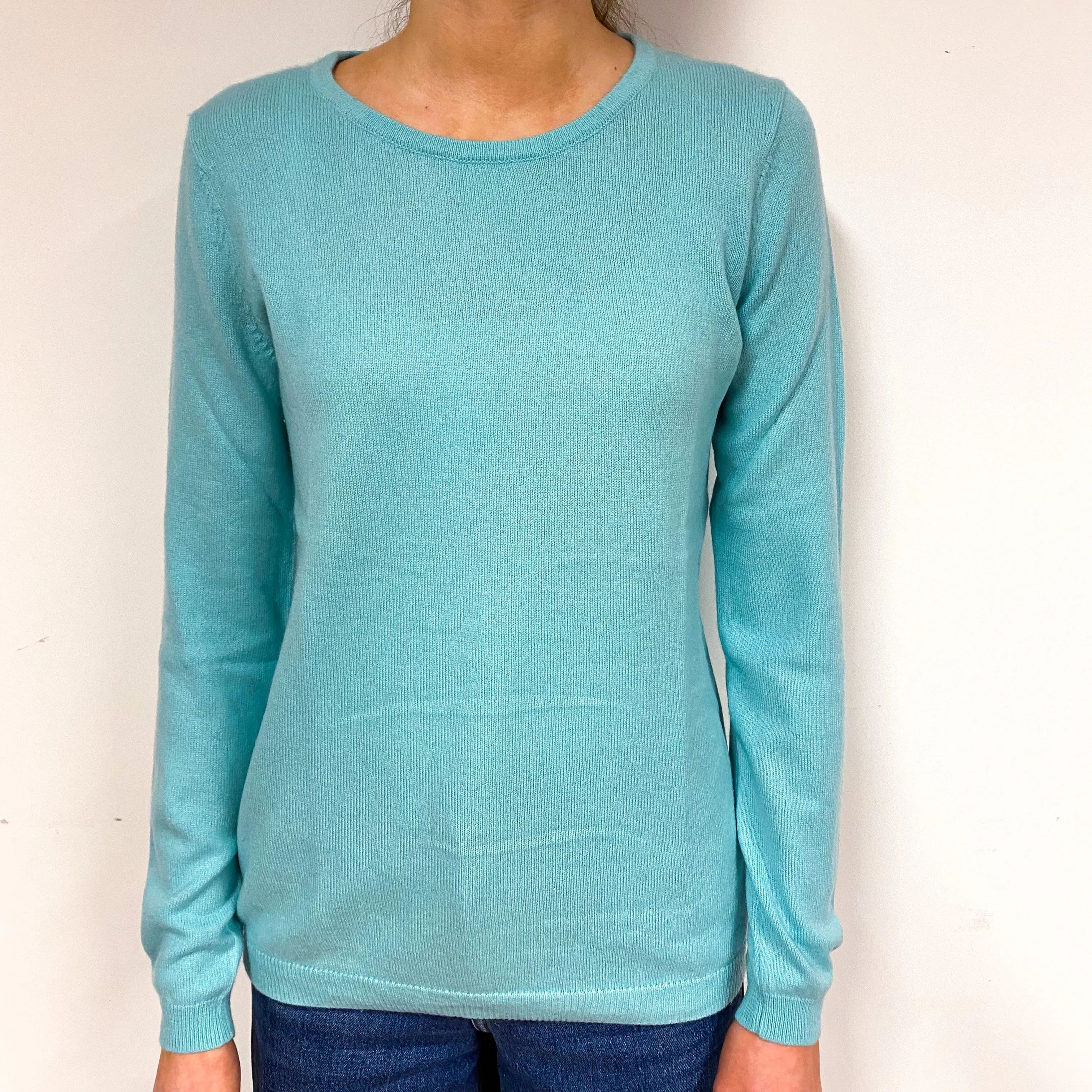 Aqua Green Cashmere Crew Neck Jumper Extra Small