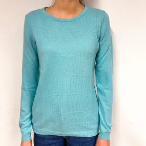 Aqua Green Cashmere Crew Neck Jumper Extra Small