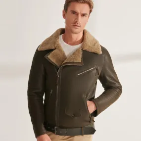 Army Green B3 Shearling Sheepskin Jacket