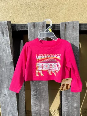 Baby/Toddler Girl's Wrangler 112344421 Graphic Aztec Print Bison Long Sleeve Red T-Shirt