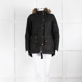 Barbour Black With Faux Fur Hood Trim Jacket