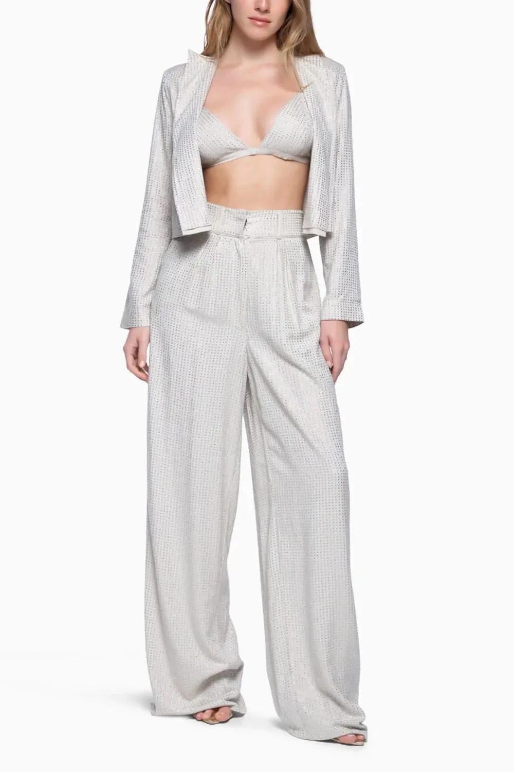 Beige Bra Top and Pantalon Nora with Veste Janis