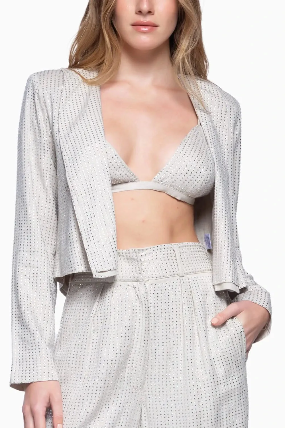 Beige Bra Top and Pantalon Nora with Veste Janis