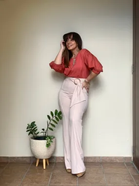 Beige High Waist Pants