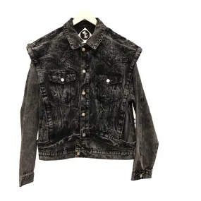 Black Acid Denim Jacket Vest Set