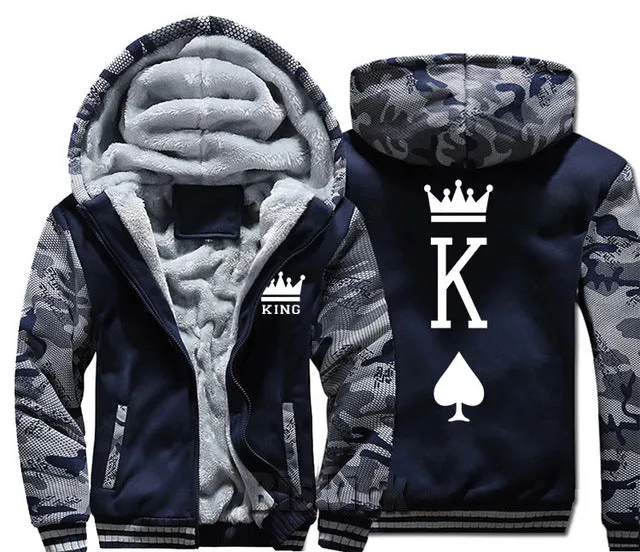 Blue and Grey King Zipper Hoodie