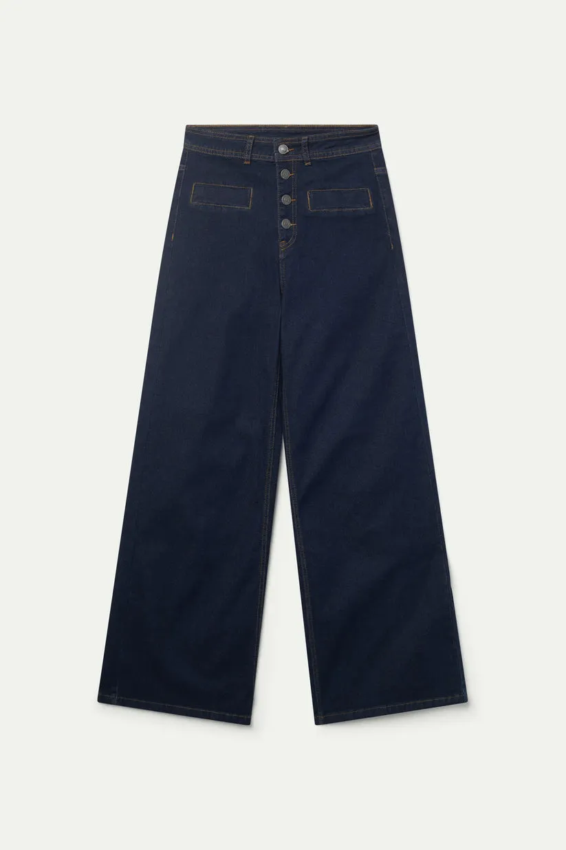 Blue high waist straight jean