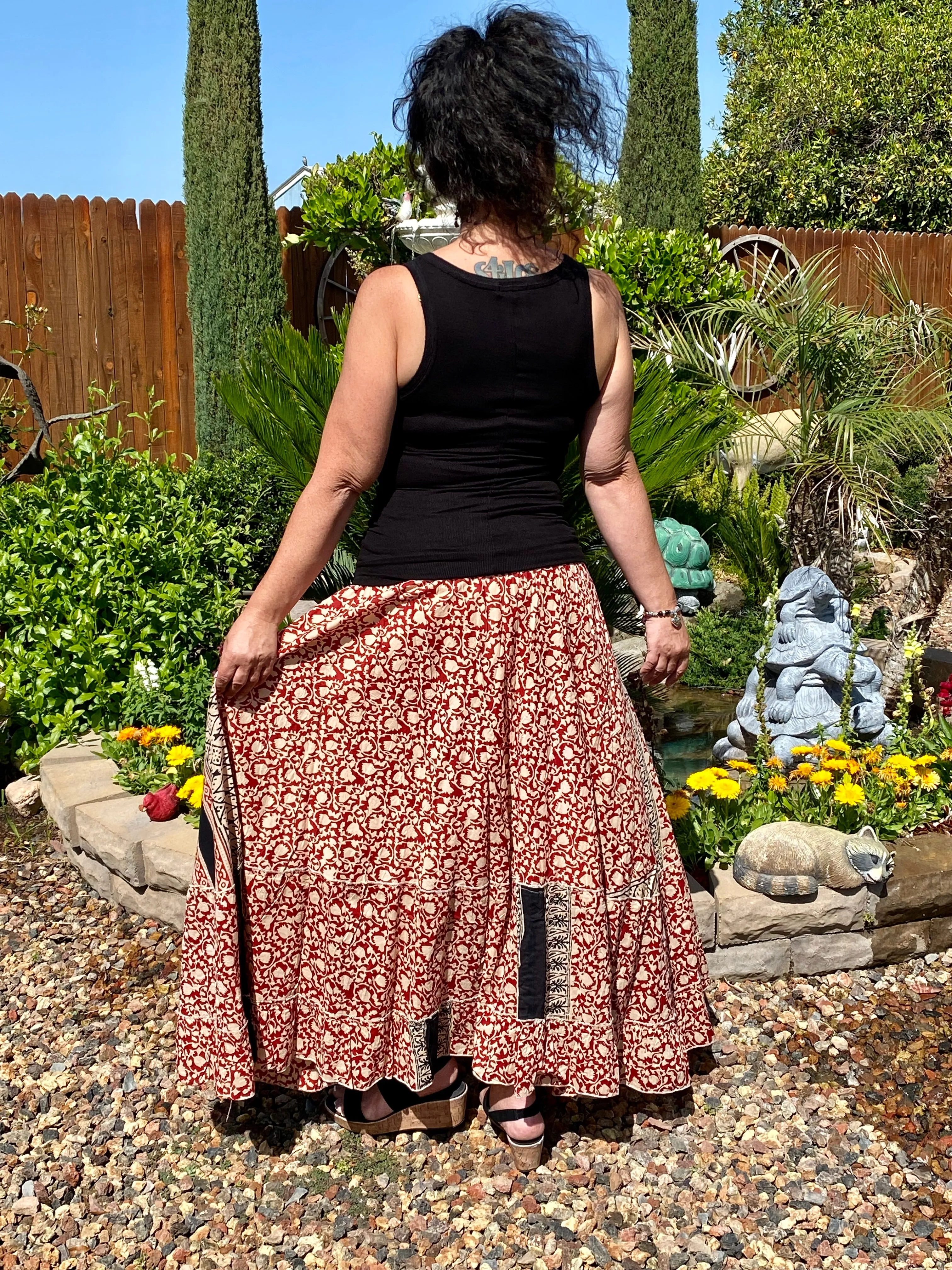 Boho Maxi Skirt with Print - Women's