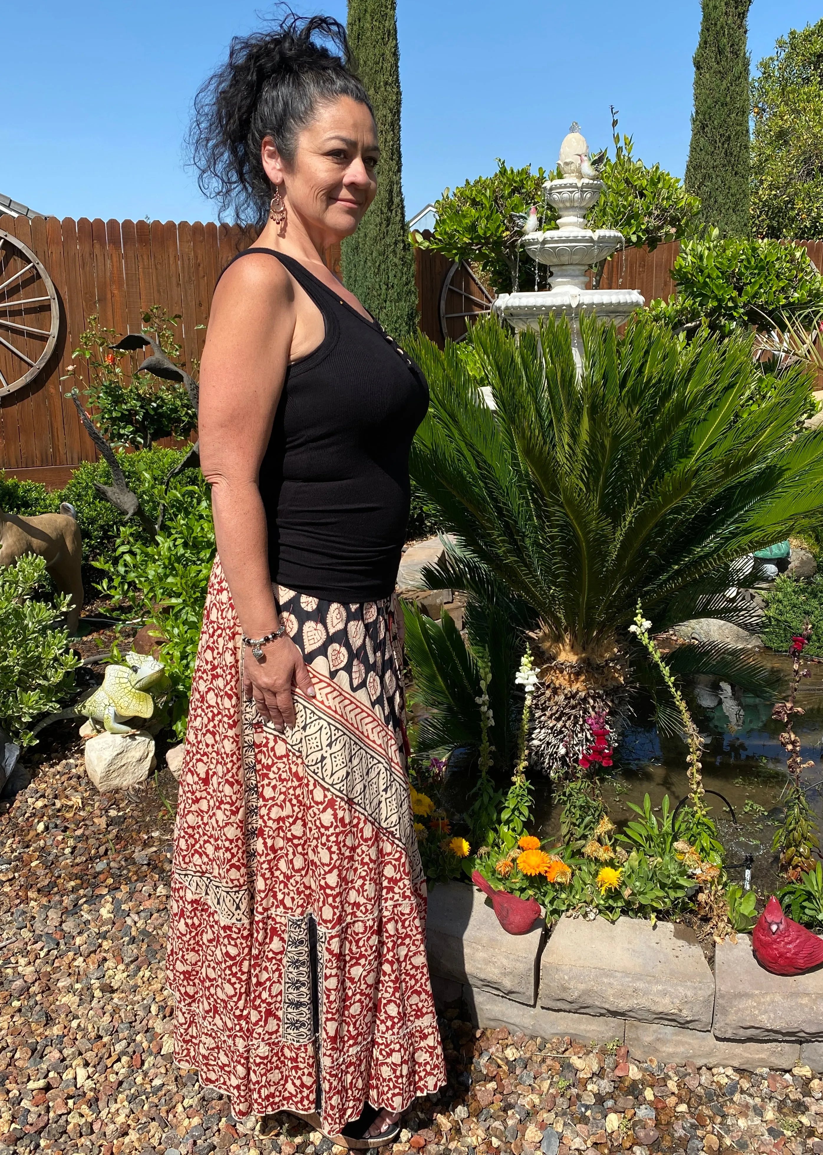 Boho Maxi Skirt with Print - Women's