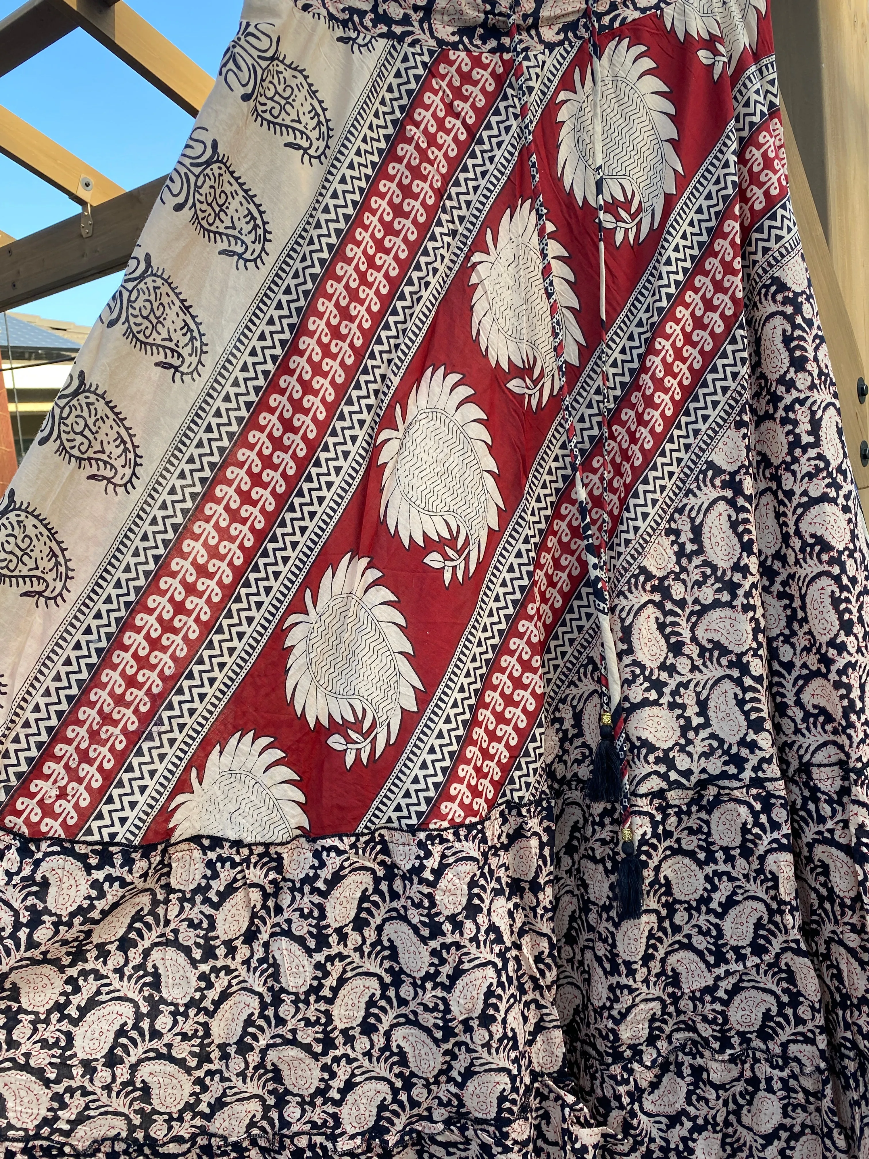 Boho Maxi Skirt with Print - Women's