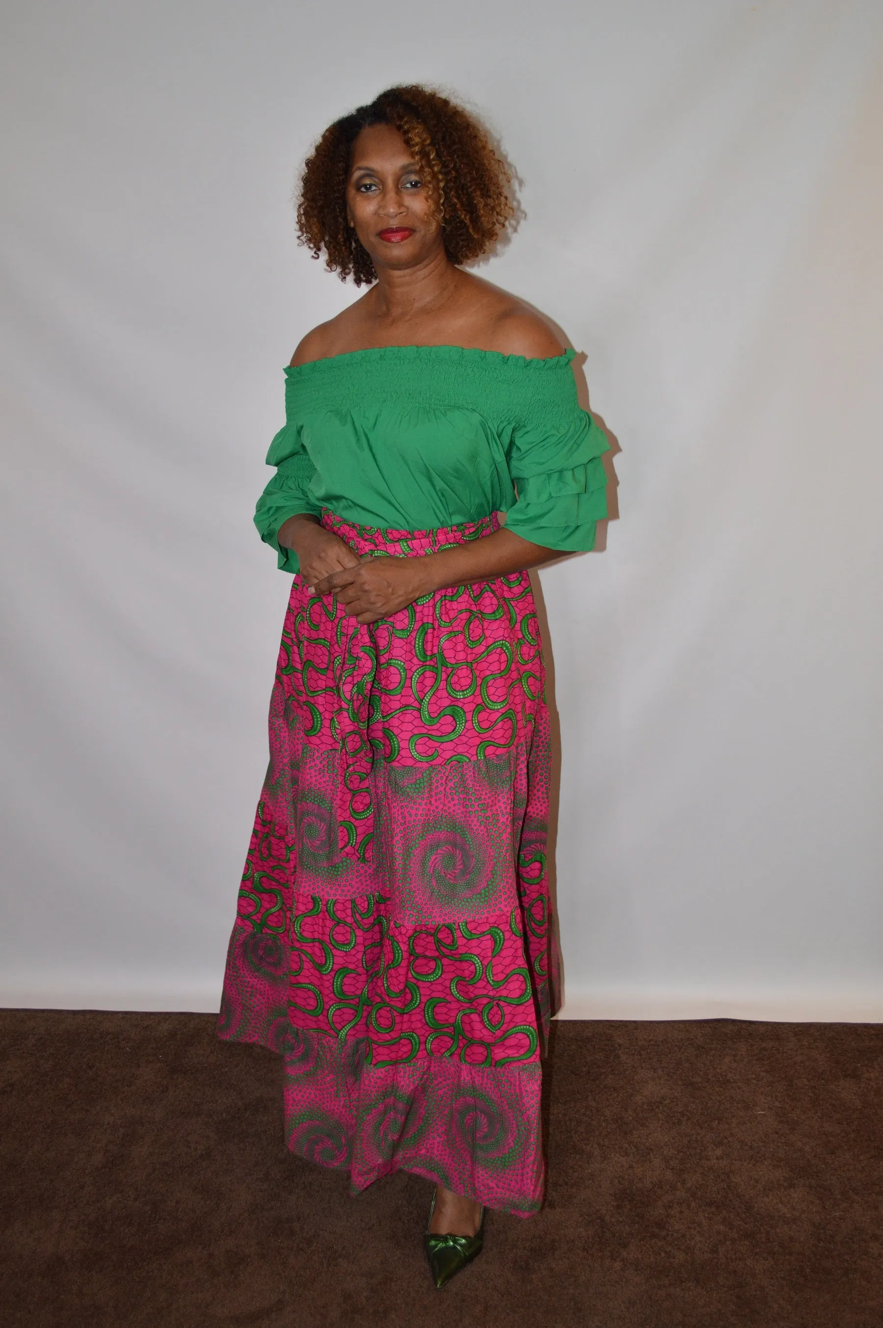 Border Print Maxi Skirt
