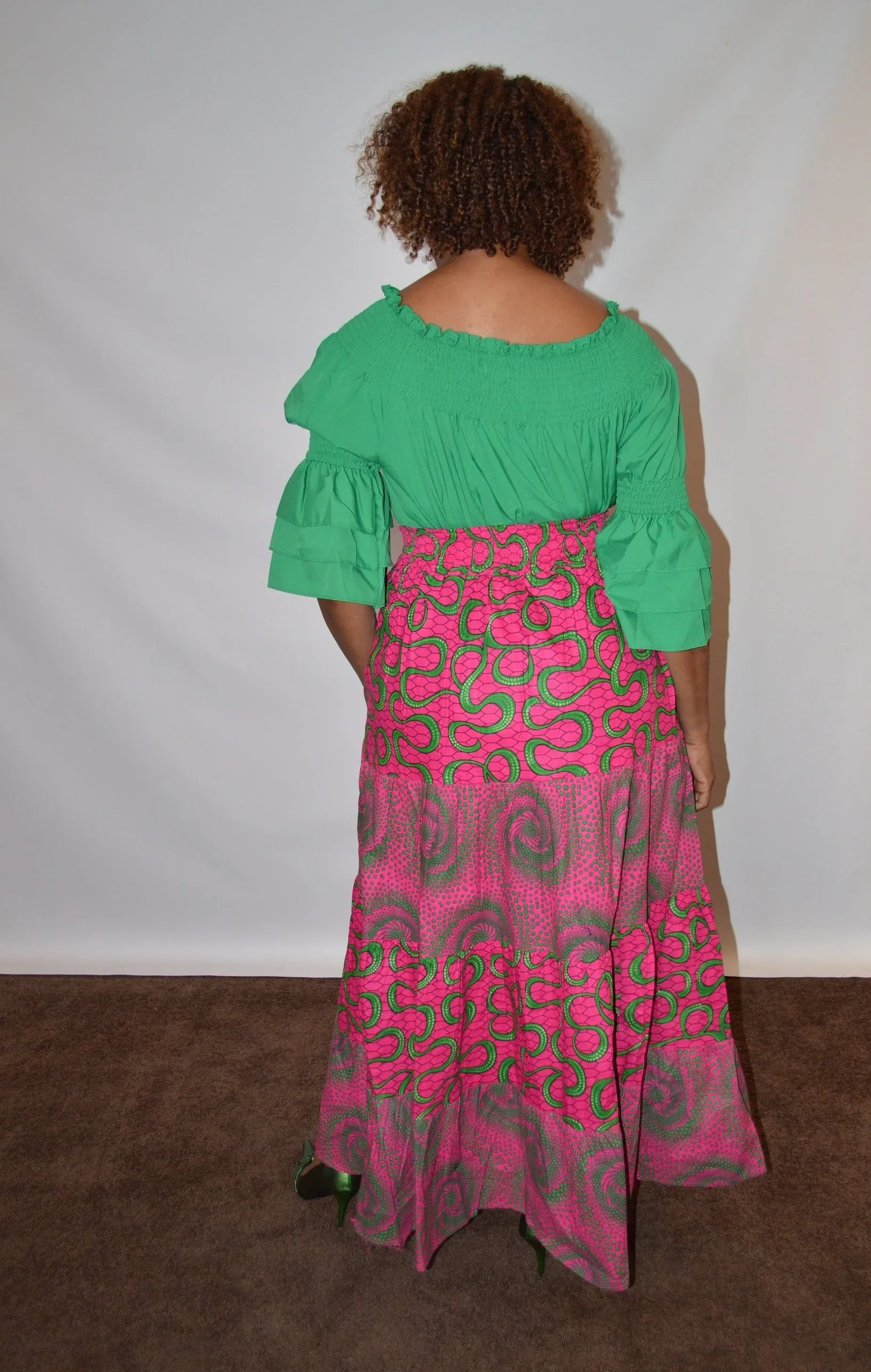 Border Print Maxi Skirt