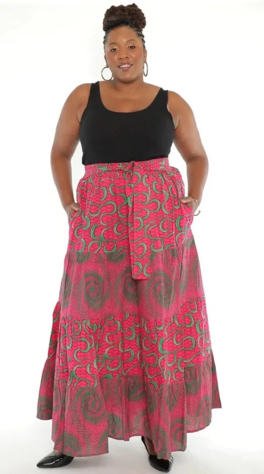 Border Print Maxi Skirt
