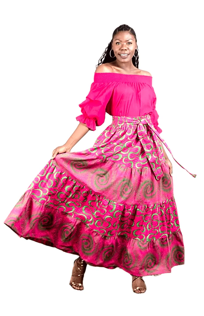 Border Print Maxi Skirt