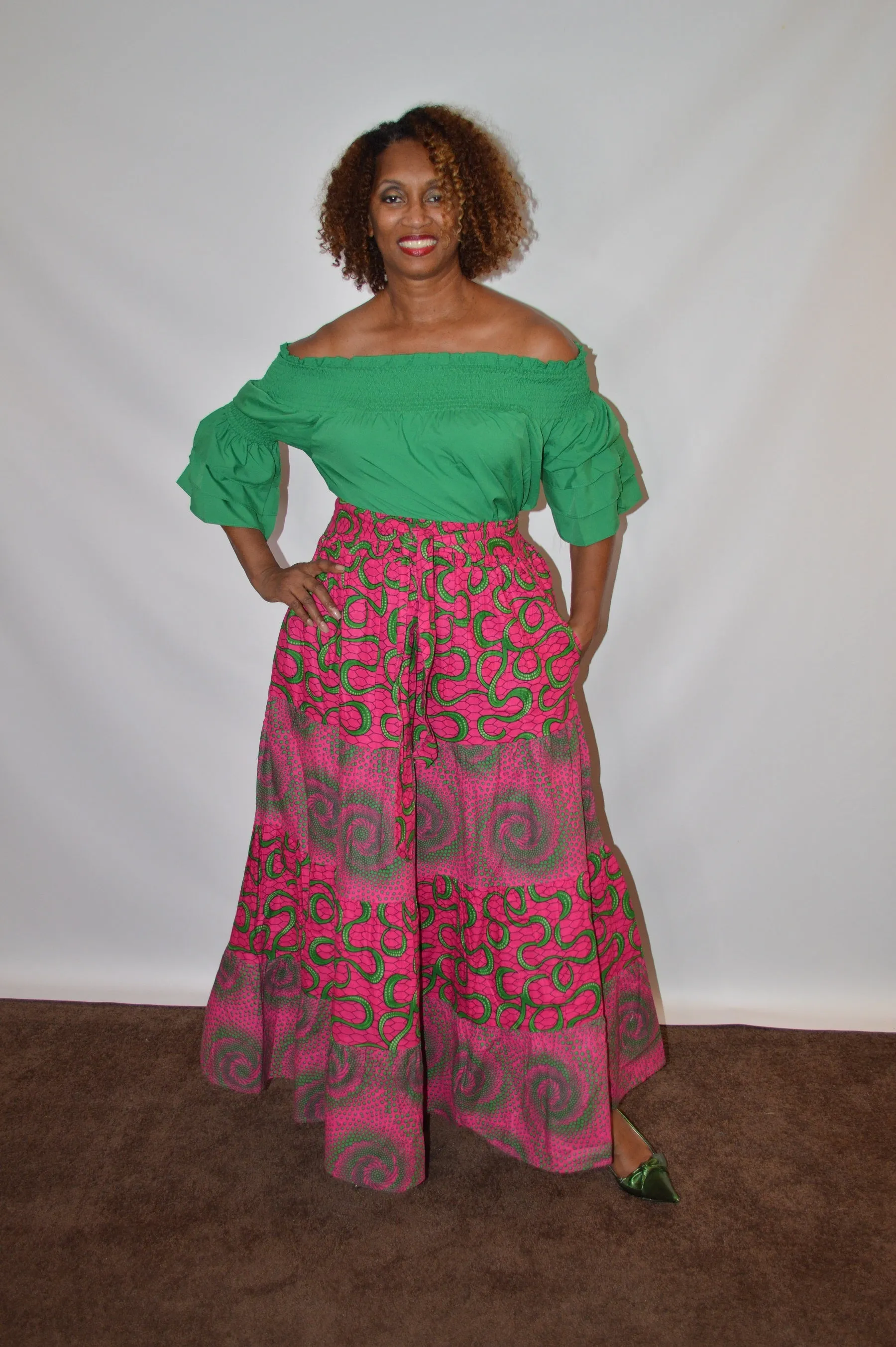 Border Print Maxi Skirt