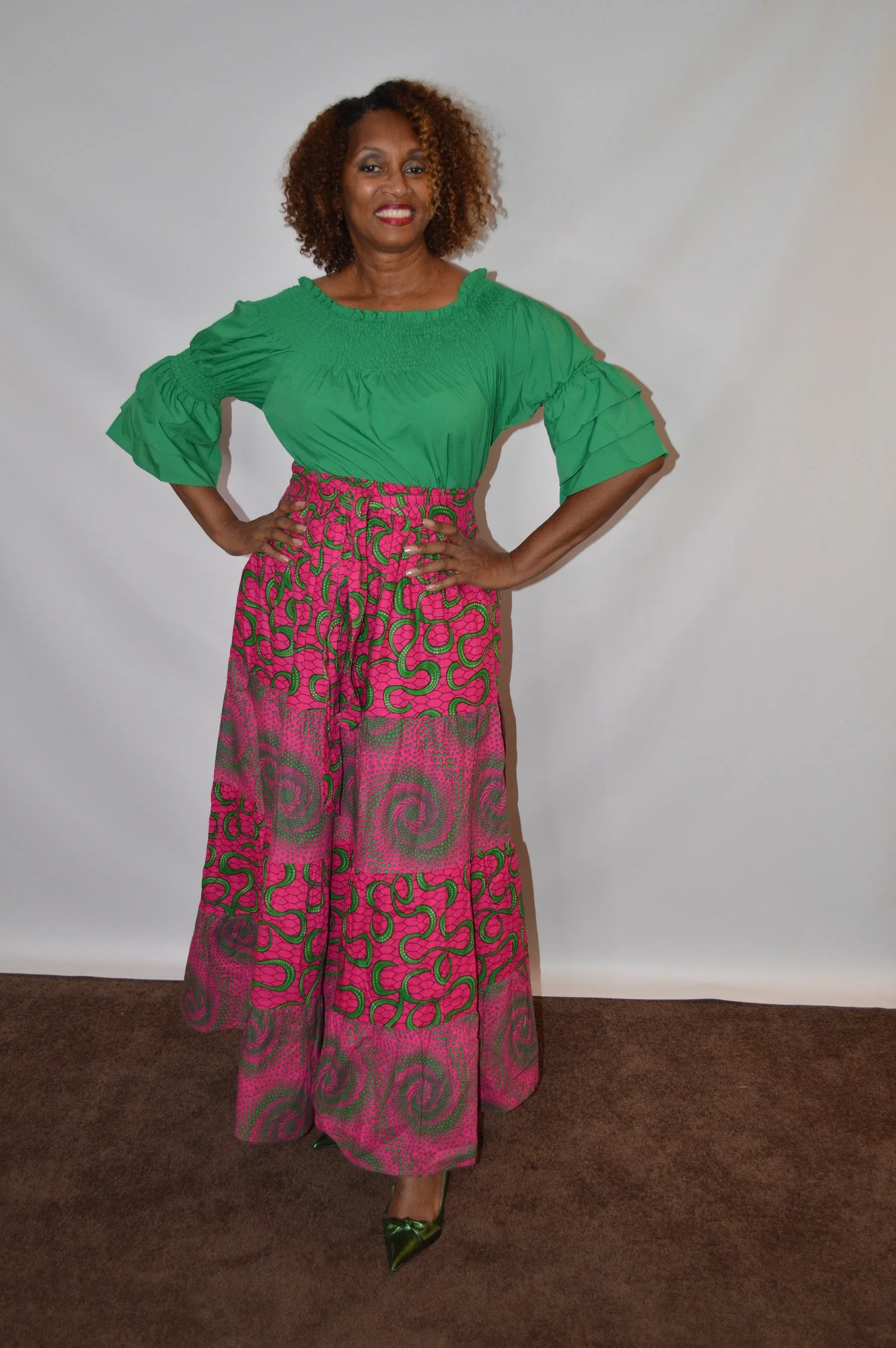 Border Print Maxi Skirt