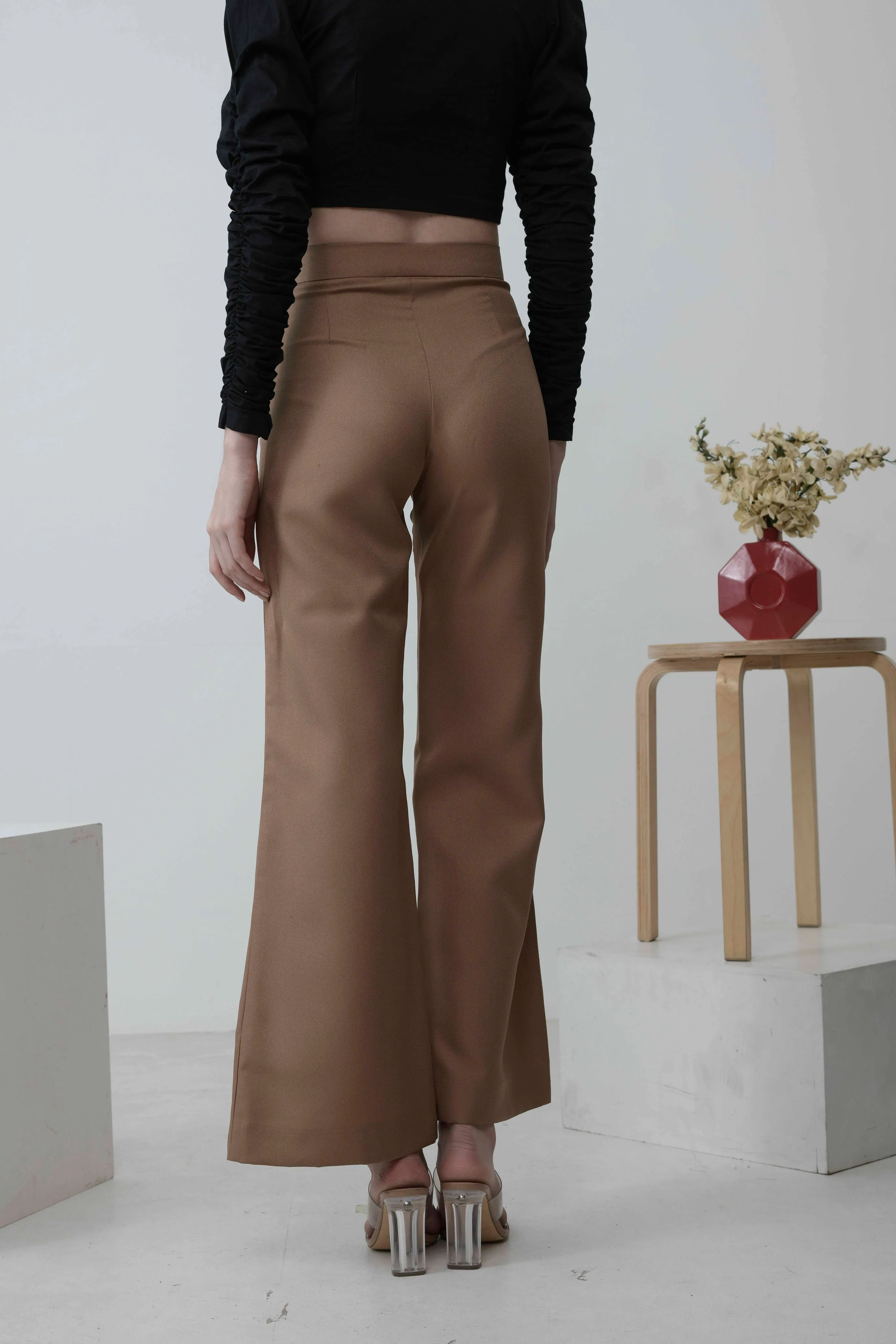 Brown Simple Flared Pants