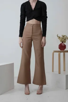 Brown Simple Flared Pants