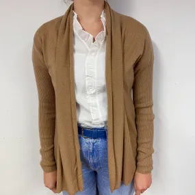 Butterscotch Brown Cashmere Edge to Edge Cardigan Small