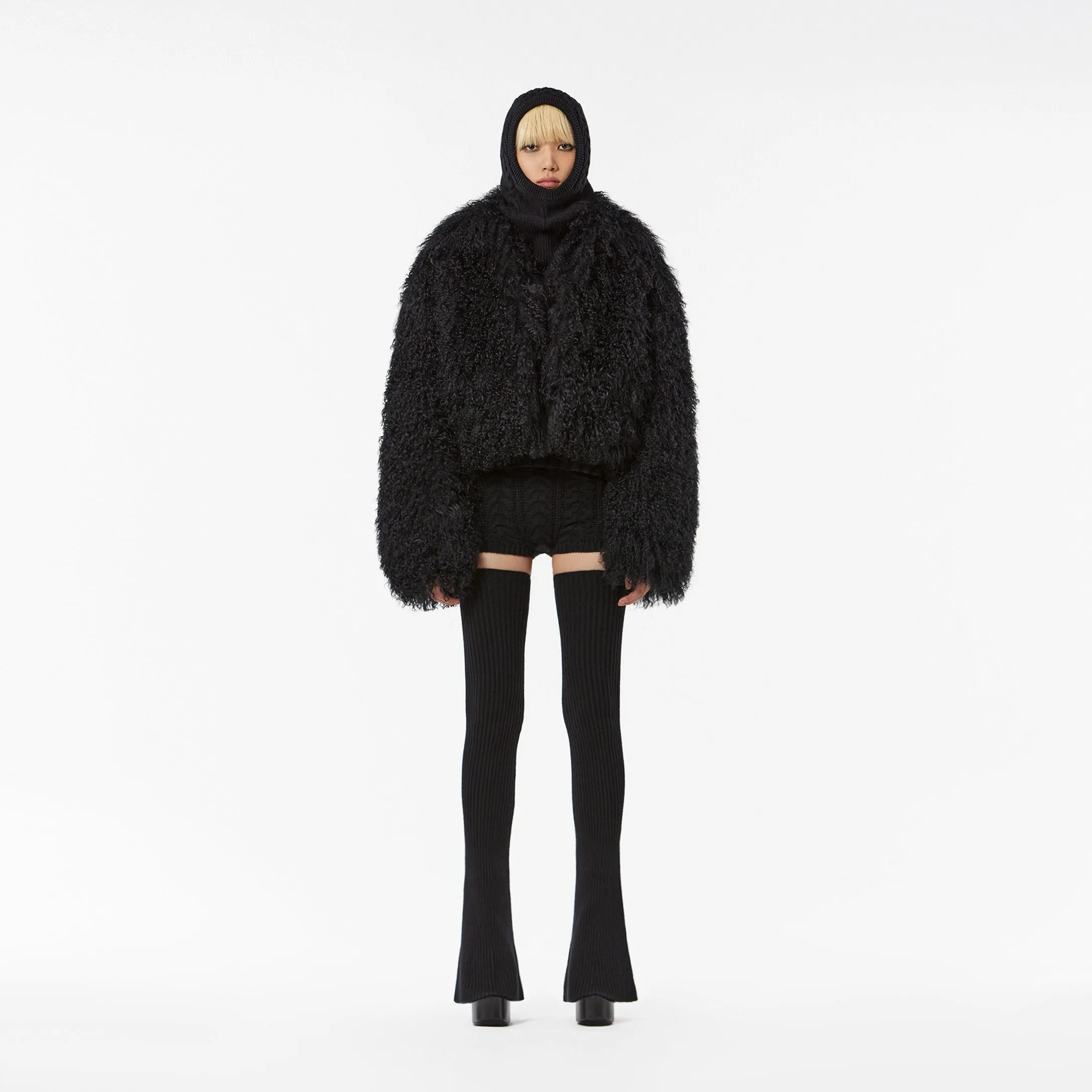 CABLE CASHMERE BALACLAVA IN BLACK