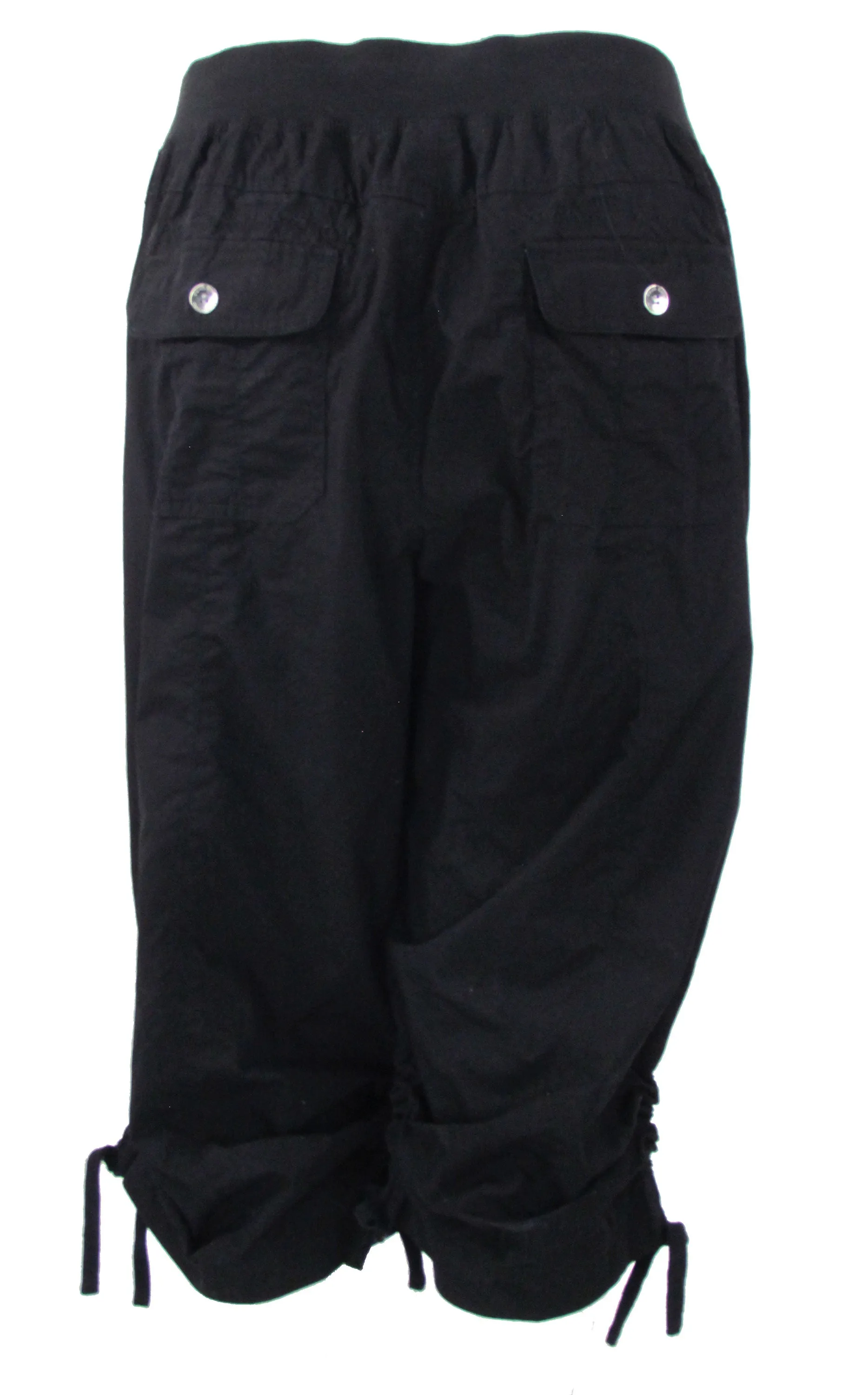 Calvin Klein Women's Performance Plus Size Cropped Ruched Cargo Pants Black 2X