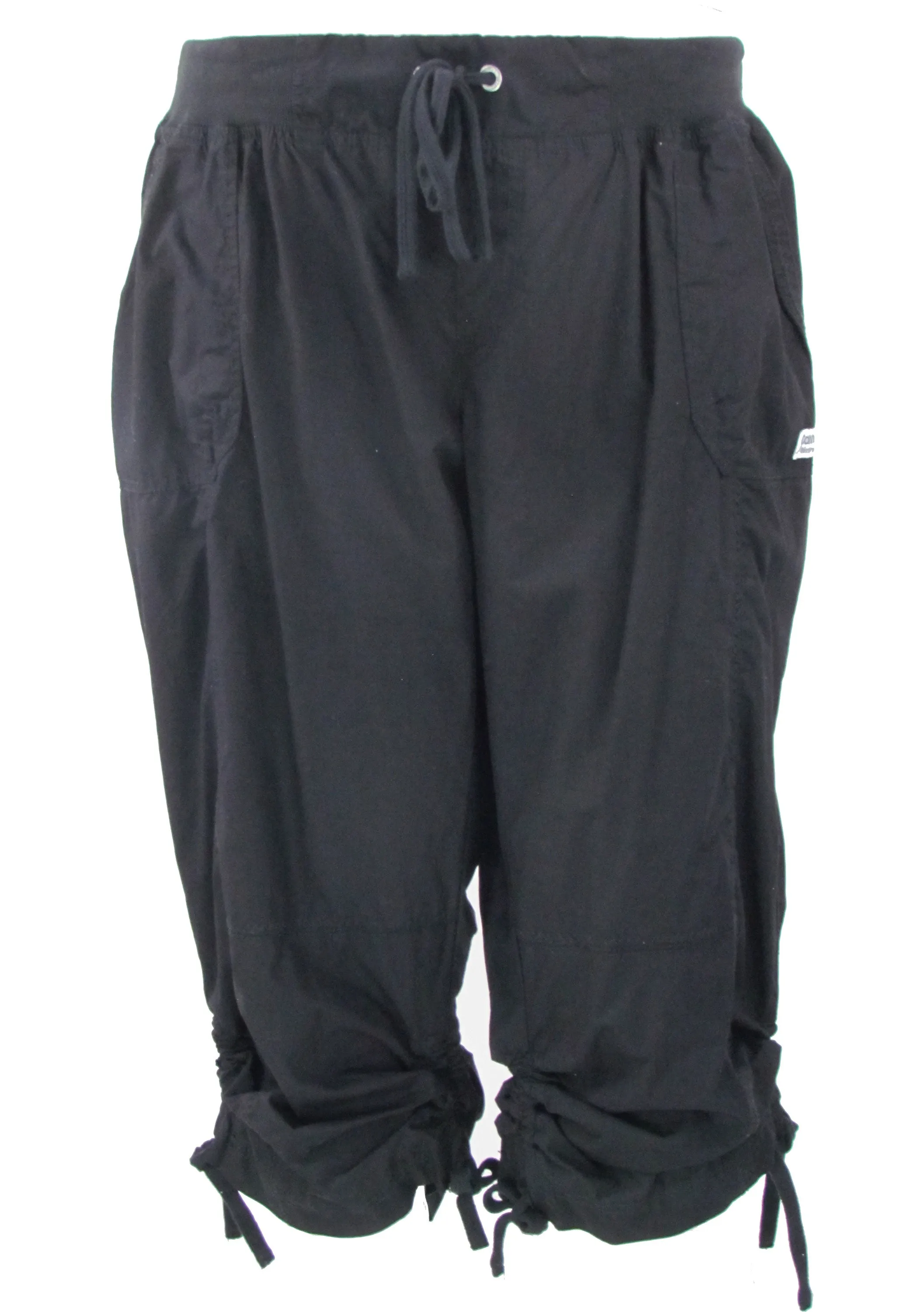 Calvin Klein Women's Performance Plus Size Cropped Ruched Cargo Pants Black 2X