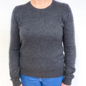 Charcoal Grey Cashmere Crew Neck Jumper Large