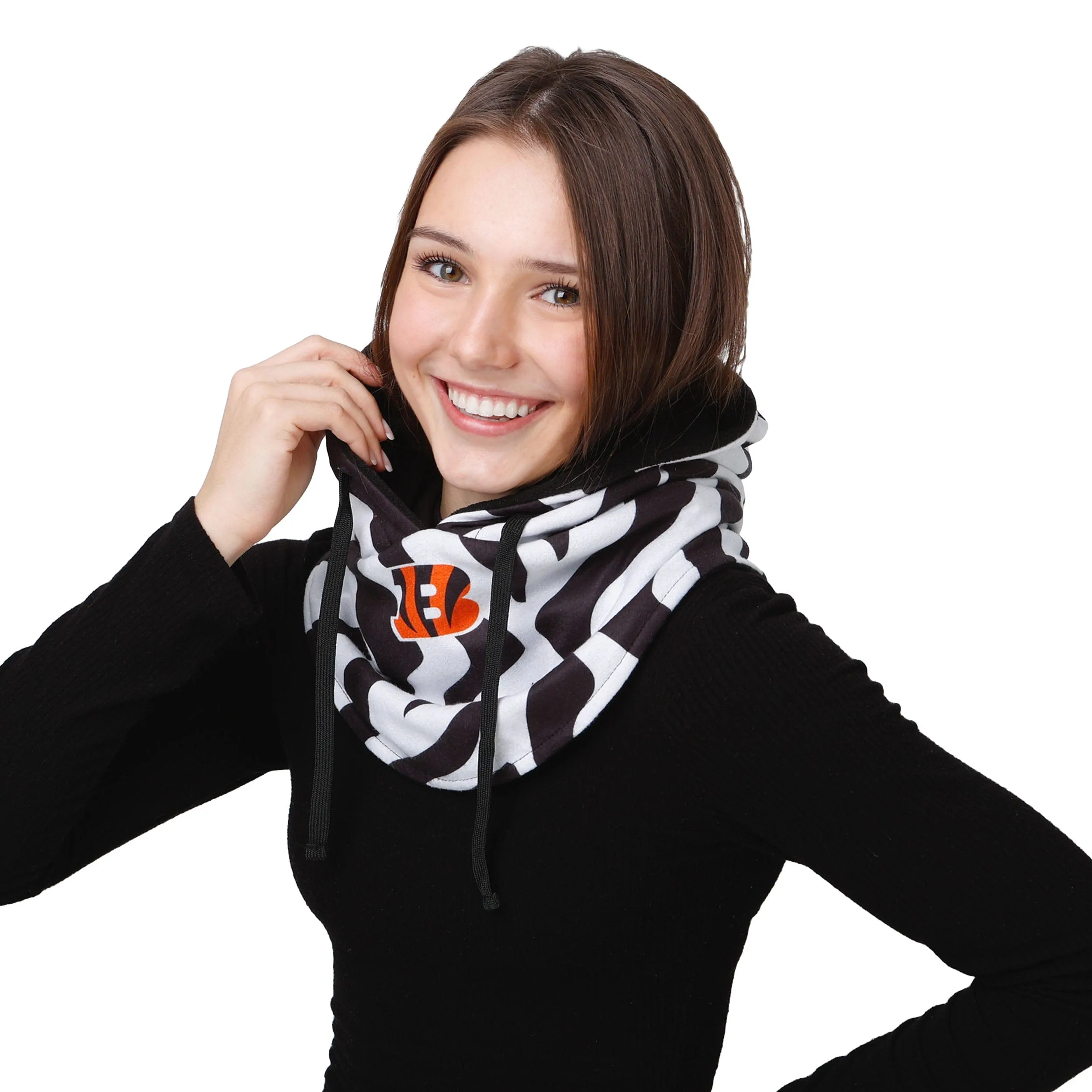 Cincinnati Bengals NFL White Drawstring Hooded Gaiter
