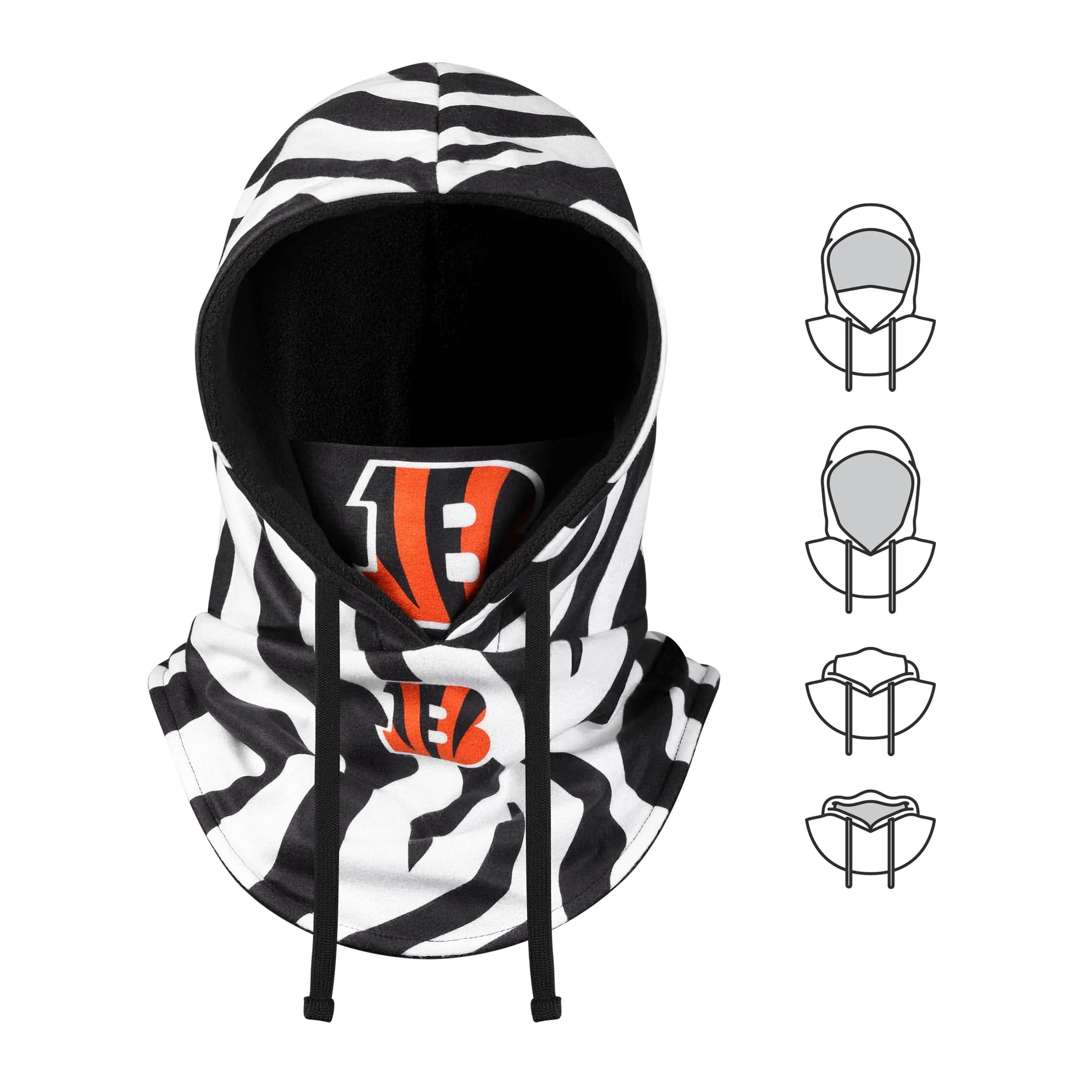 Cincinnati Bengals NFL White Drawstring Hooded Gaiter
