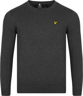 Cotton Merino Crew Jumper - Charcoal Marl