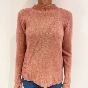 Cranberry Pink Marl Cashmere Turtle Neck Jumper Small