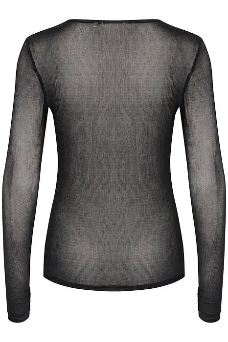 CREAM - CRMera Black Long Sleeve Mesh T Shirt