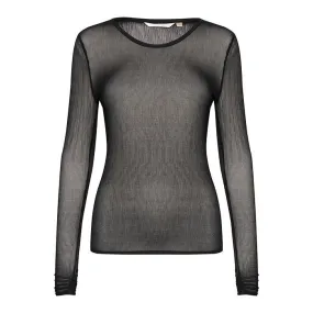CREAM - CRMera Black Long Sleeve Mesh T Shirt