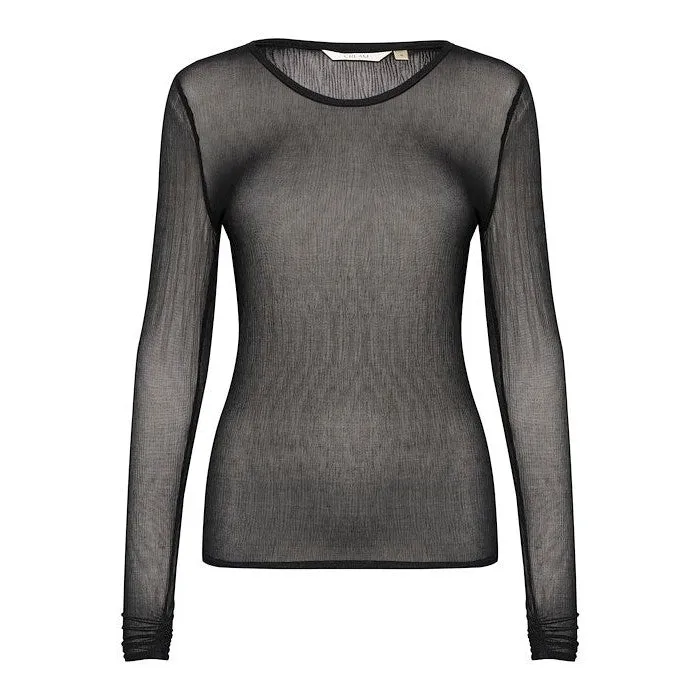 CREAM - CRMera Black Long Sleeve Mesh T Shirt