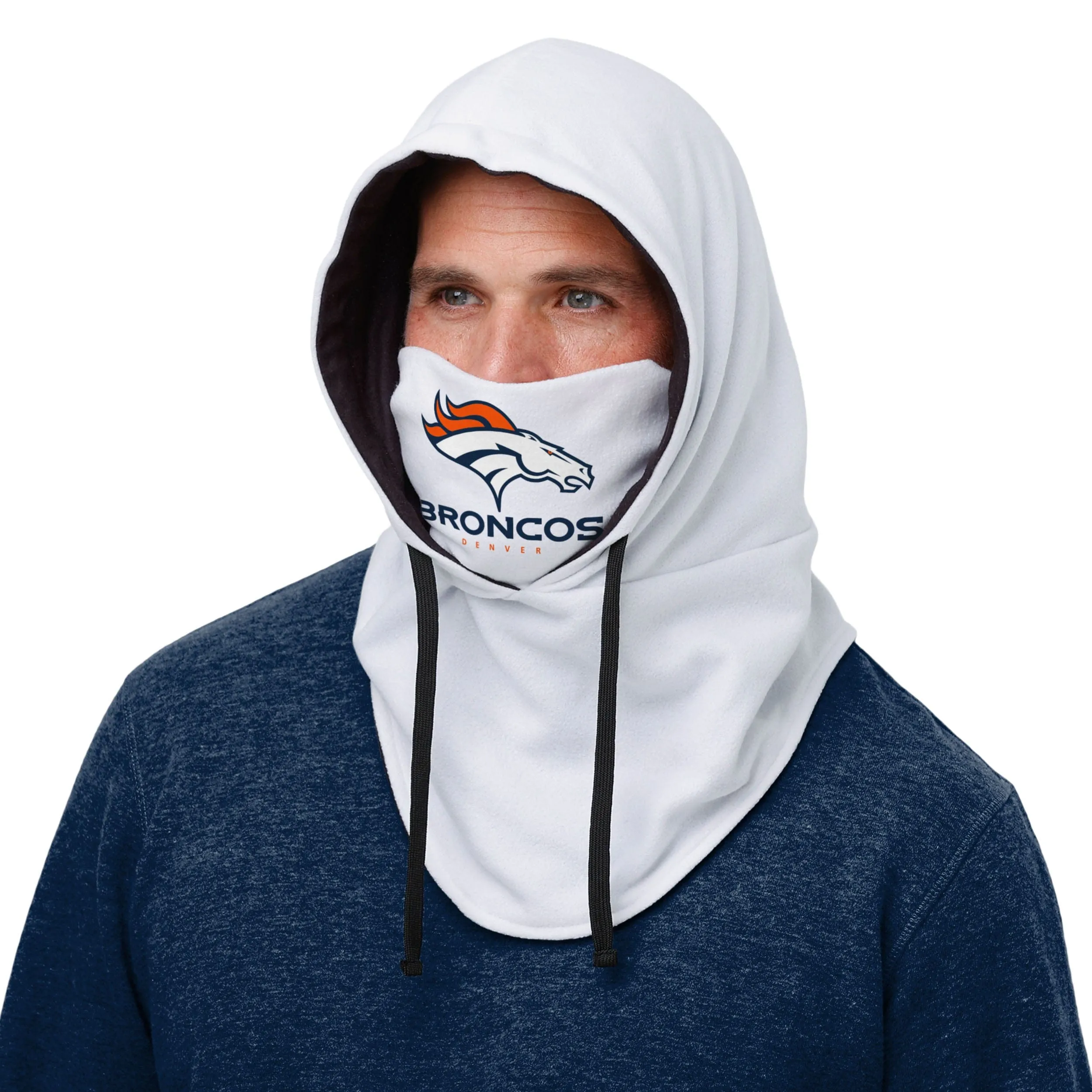 Denver Broncos NFL White Drawstring Hooded Gaiter