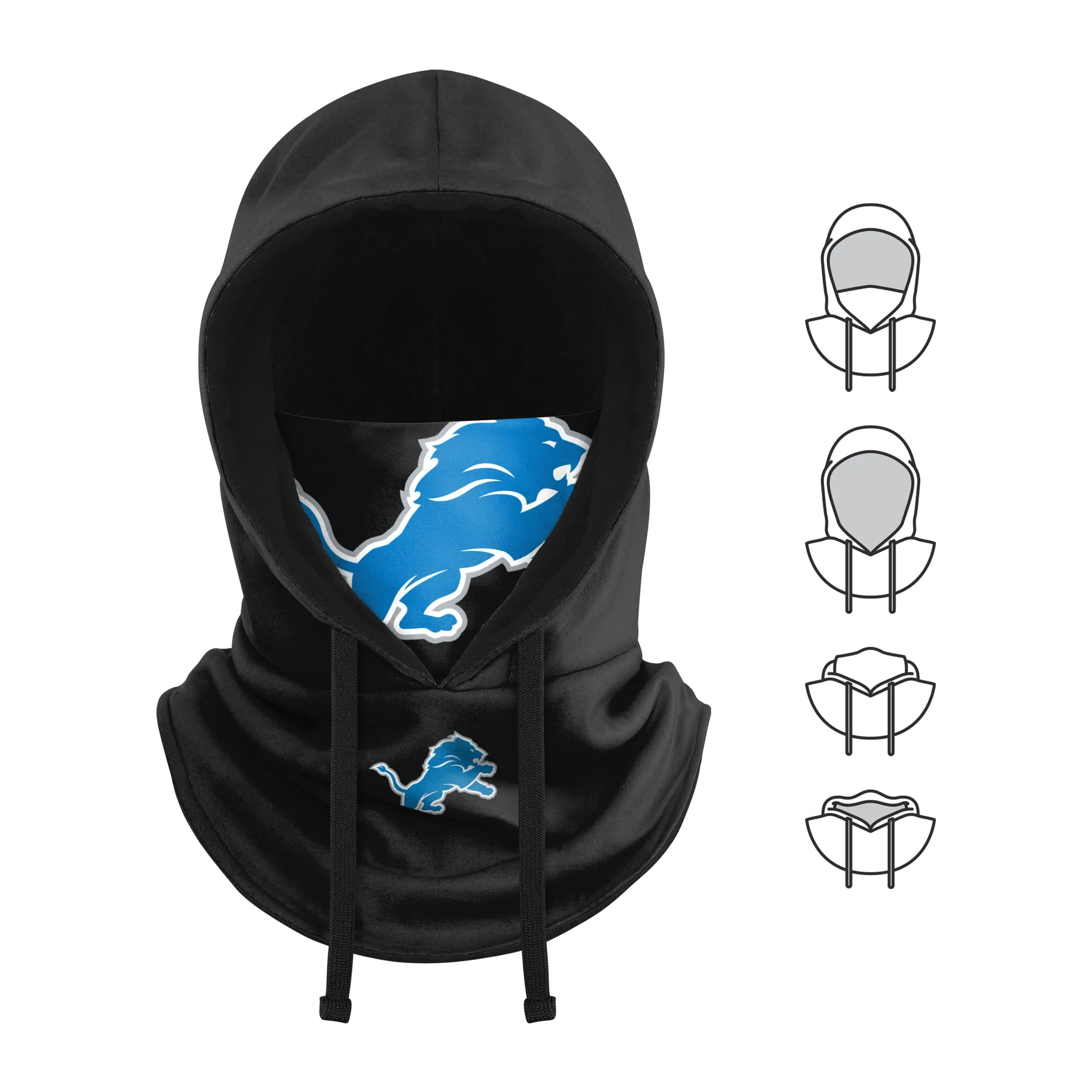 Detroit Lions NFL Black Drawstring Hooded Gaiter