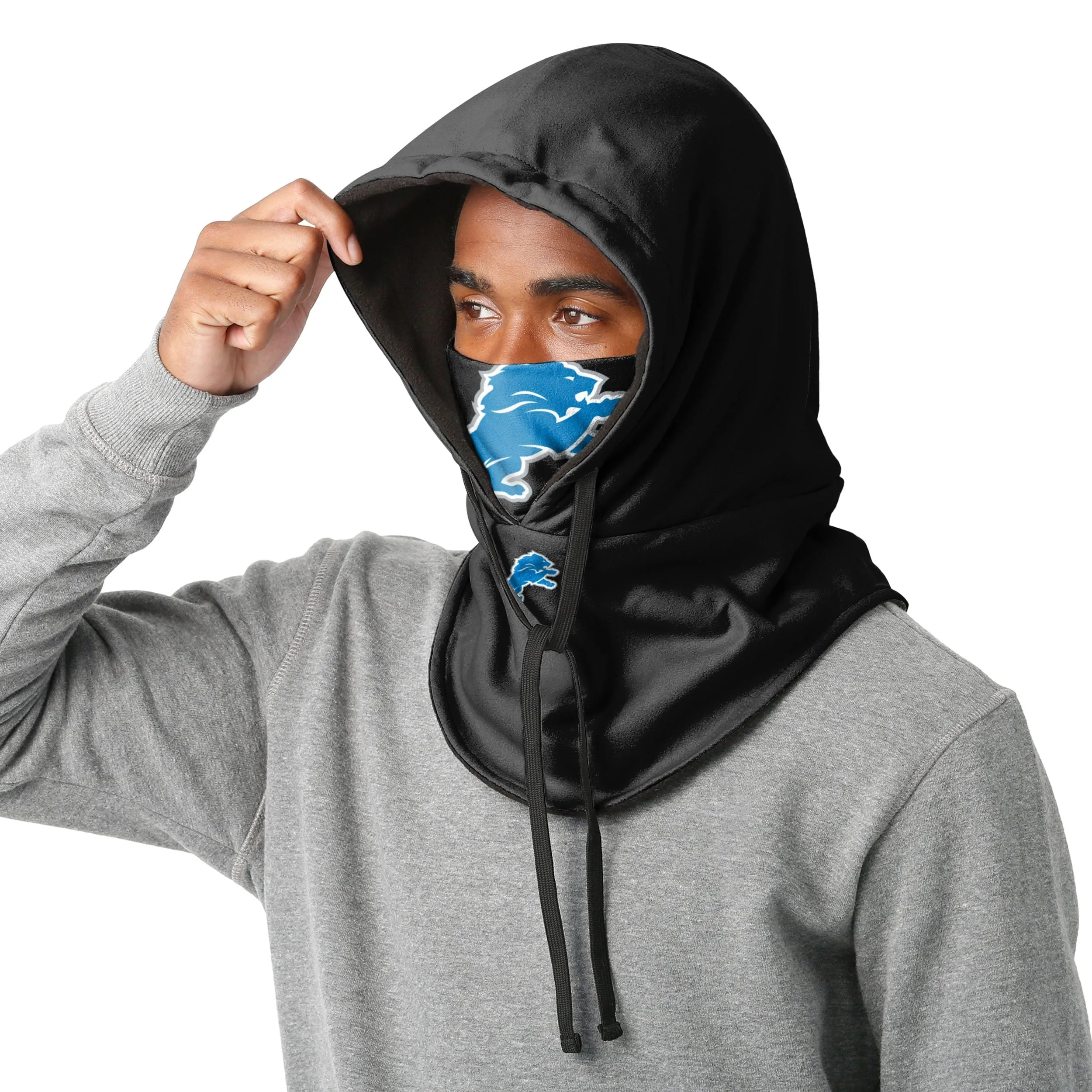 Detroit Lions NFL Black Drawstring Hooded Gaiter