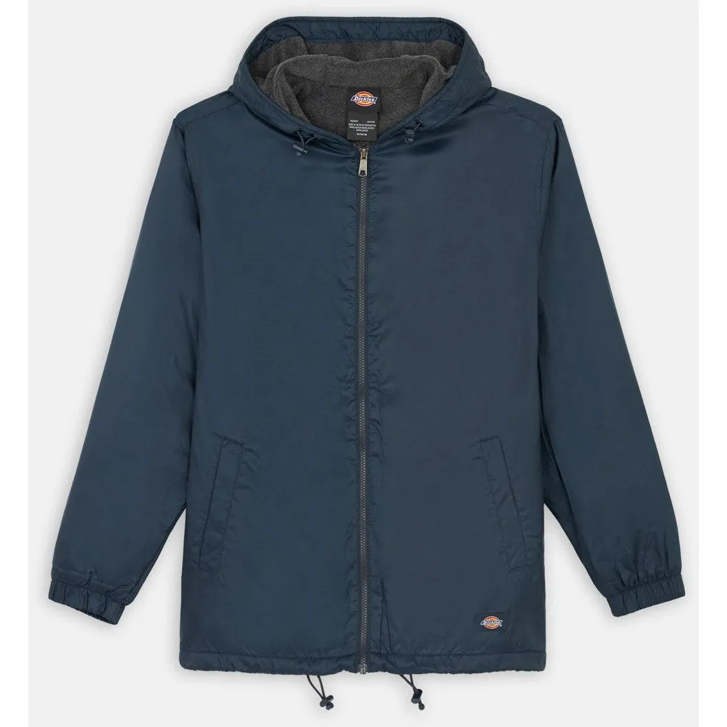 Dickies Mens Fleece Lined Nylon Hooded Jacket - Navy