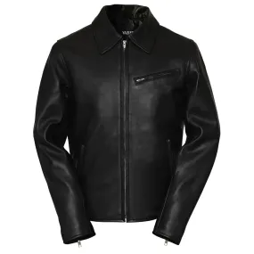 Down Collar Mens Classic Rider Black Leather Jacket
