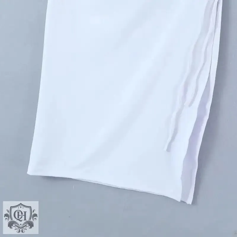 Drawstring High Waist Maxi Skirt