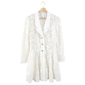Giambattista Valli White Guipure Floral Lace Dress Coat - IT44 / 8