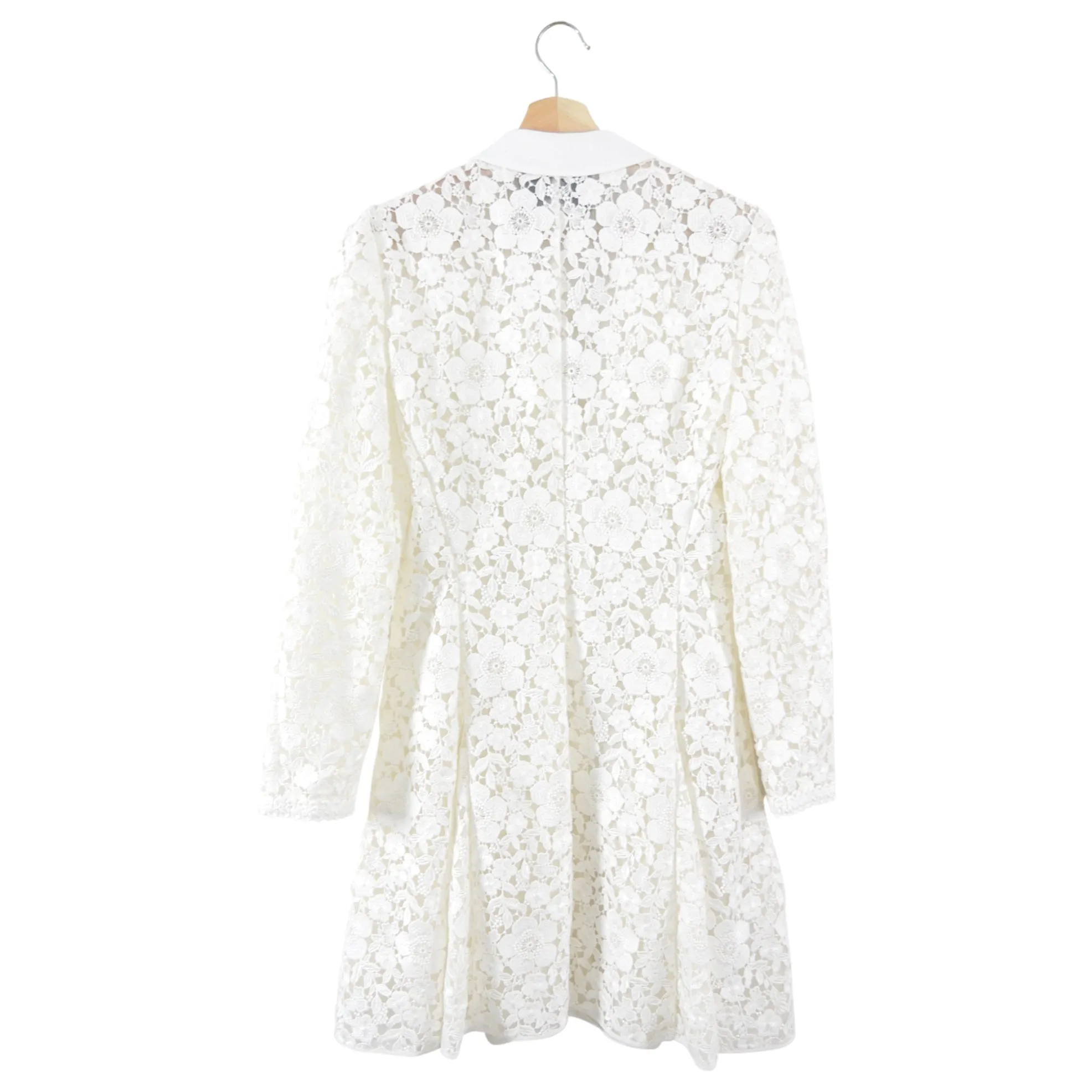 Giambattista Valli White Guipure Floral Lace Dress Coat - IT44 / 8