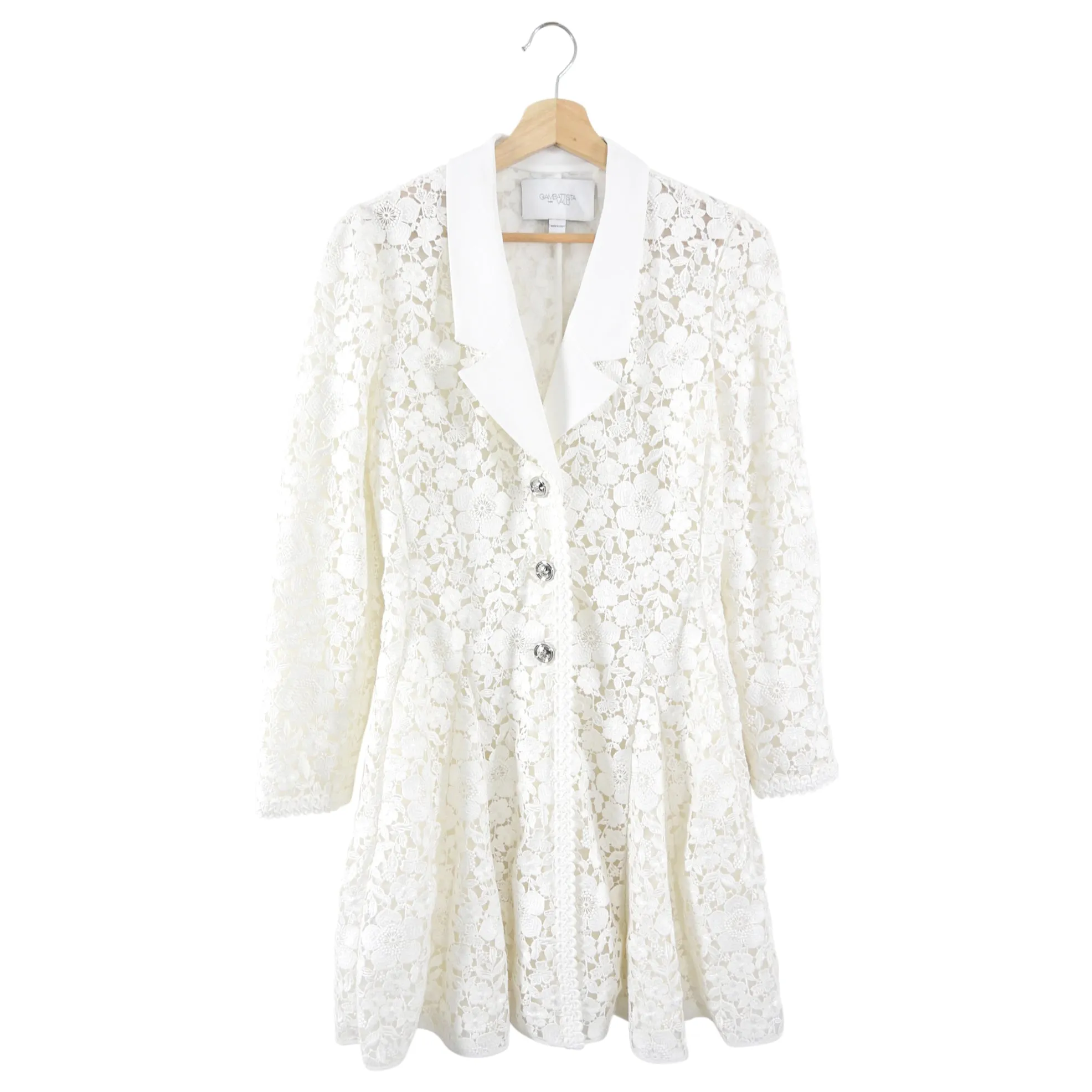 Giambattista Valli White Guipure Floral Lace Dress Coat - IT44 / 8