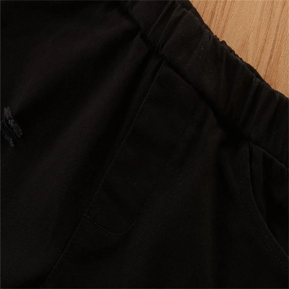 Girls Casual Solid Wide Leg Flared Ripped Jeans Wholesale