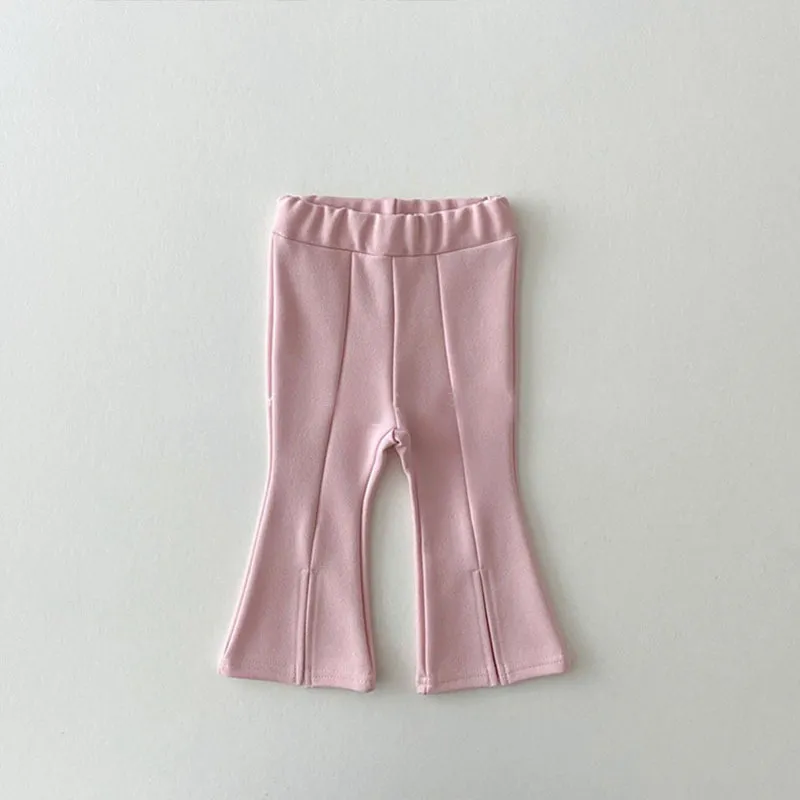 Girls Solid Color Flared Pants